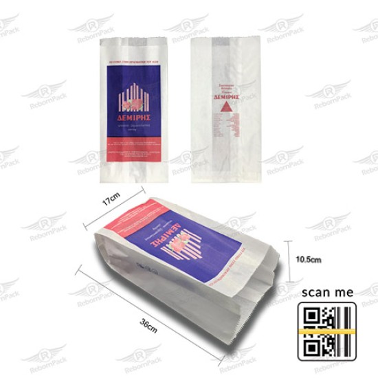 ΧΑΡΤΟΣΑΚΟΥΛΑ KRAFT ΛΕΥΚΗ ΦΙΡΜΑ 10kg 100τμχ/kg 17x36x8,5cm