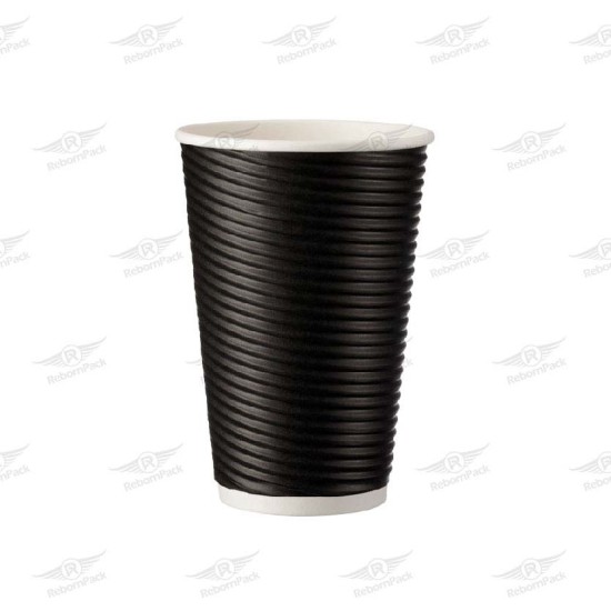 ΠΟΤΗΡΙ 12oz RIPPLE ΜΑΥΡΟ 25τμχ
